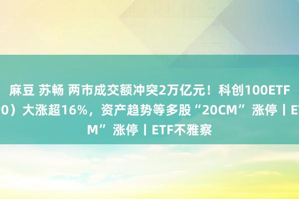 麻豆 苏畅 两市成交额冲突2万亿元！科创100ETF（588190）大涨超16%，资产趋势等多股“20CM” 涨停丨ETF不雅察