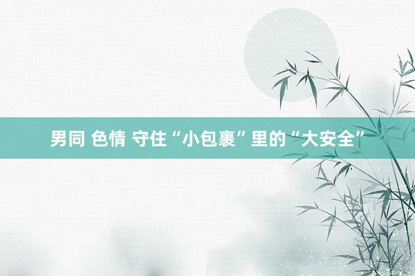 男同 色情 守住“小包裹”里的“大安全”