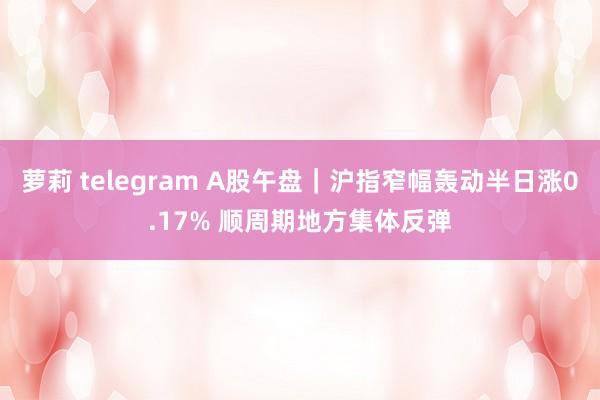 萝莉 telegram A股午盘｜沪指窄幅轰动半日涨0.17% 顺周期地方集体反弹