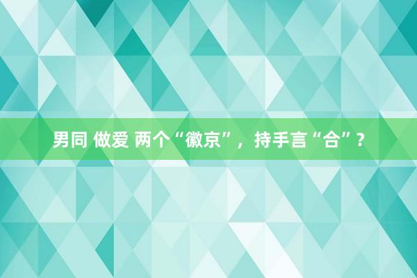 男同 做爱 两个“徽京”，持手言“合”？