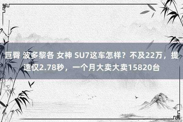 巨臀 波多黎各 女神 SU7这车怎样？不及22万，提速仅2.78秒，一个月大卖大卖15820台