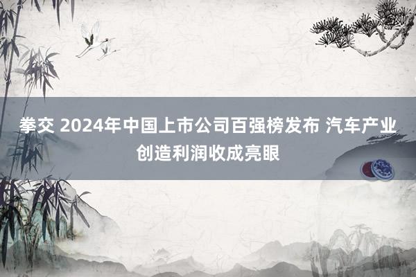 拳交 2024年中国上市公司百强榜发布 汽车产业创造利润收成亮眼