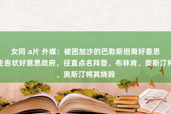 女同 a片 外媒：被困加沙的巴勒斯坦裔好意思国东谈主告状好意思政府，径直点名拜登、布林肯、奥斯汀将其烧毁