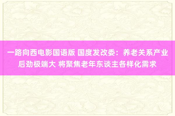 一路向西电影国语版 国度发改委：养老关系产业后劲极端大 将聚焦老年东谈主各样化需求