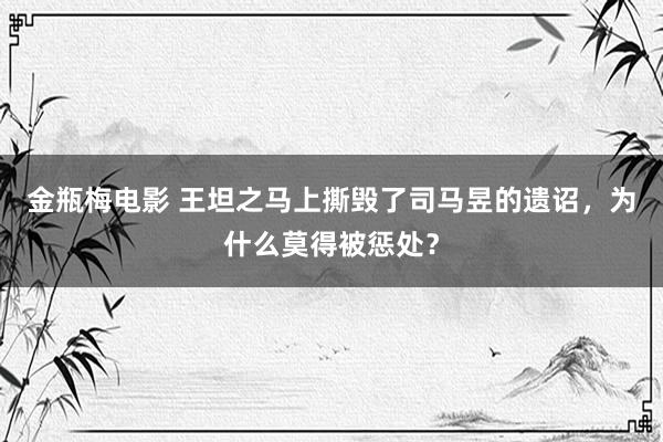 金瓶梅电影 王坦之马上撕毁了司马昱的遗诏，为什么莫得被惩处？
