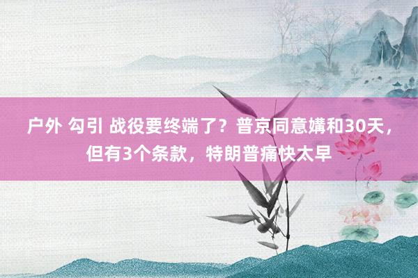 户外 勾引 战役要终端了？普京同意媾和30天，但有3个条款，特朗普痛快太早