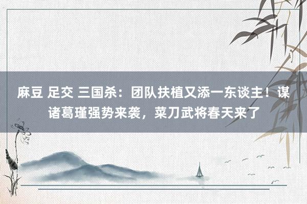 麻豆 足交 三国杀：团队扶植又添一东谈主！谋诸葛瑾强势来袭，菜刀武将春天来了