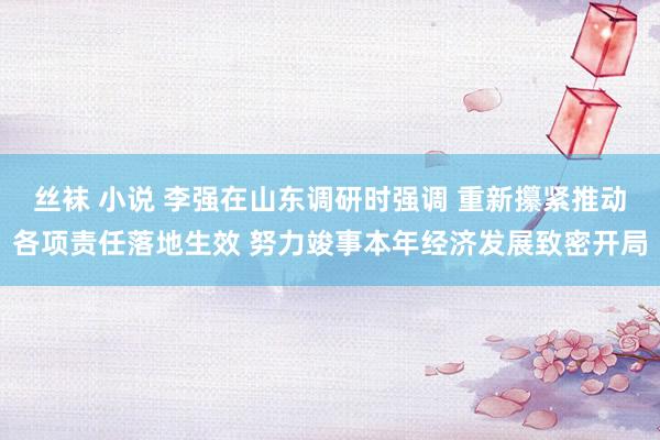 丝袜 小说 李强在山东调研时强调 重新攥紧推动各项责任落地生效 努力竣事本年经济发展致密开局