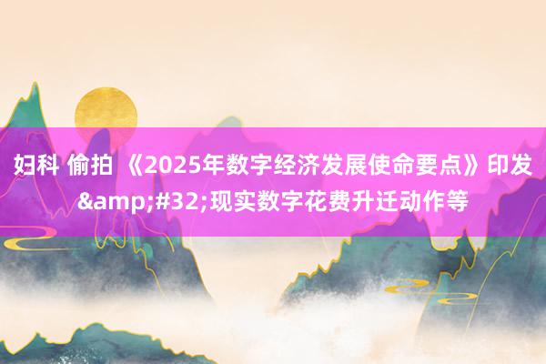 妇科 偷拍 《2025年数字经济发展使命要点》印发&#32;现实数字花费升迁动作等