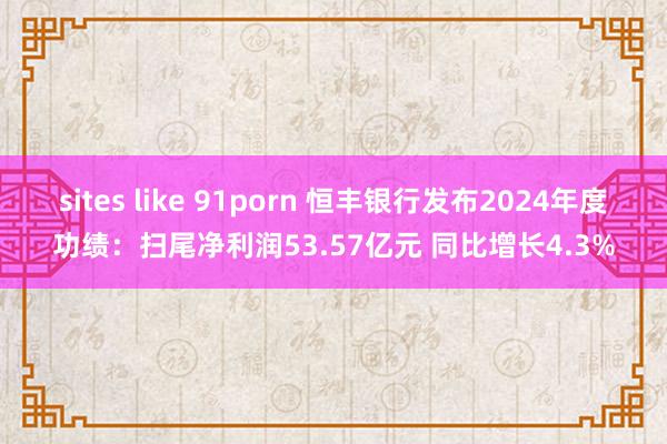 sites like 91porn 恒丰银行发布2024年度功绩：扫尾净利润53.57亿元 同比增长4.3%