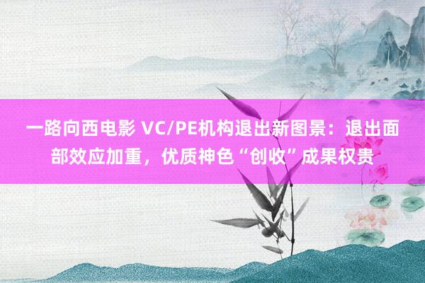一路向西电影 VC/PE机构退出新图景：退出面部效应加重，优质神色“创收”成果权贵